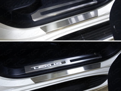 Lexus LX (15–) Накладки на пороги с гибом (лист шлифованный) (бензин/дизель)