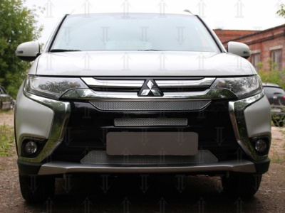 Mitsubishi Outlander (15–) Защита радиатора Premium, хром, 3 части